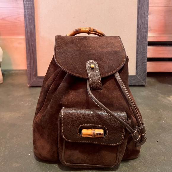 Gucci Vintage Brown Suede Leather Backpack main image 4